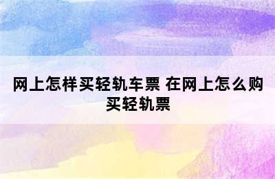 网上怎样买轻轨车票 在网上怎么购买轻轨票